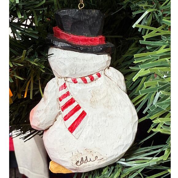 Snowman Ornament Snowman in Top Hat With a Broom - Picture 2 of 2